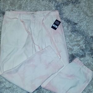 Pink and White Lucky Mid‎ Rise Utility Pants